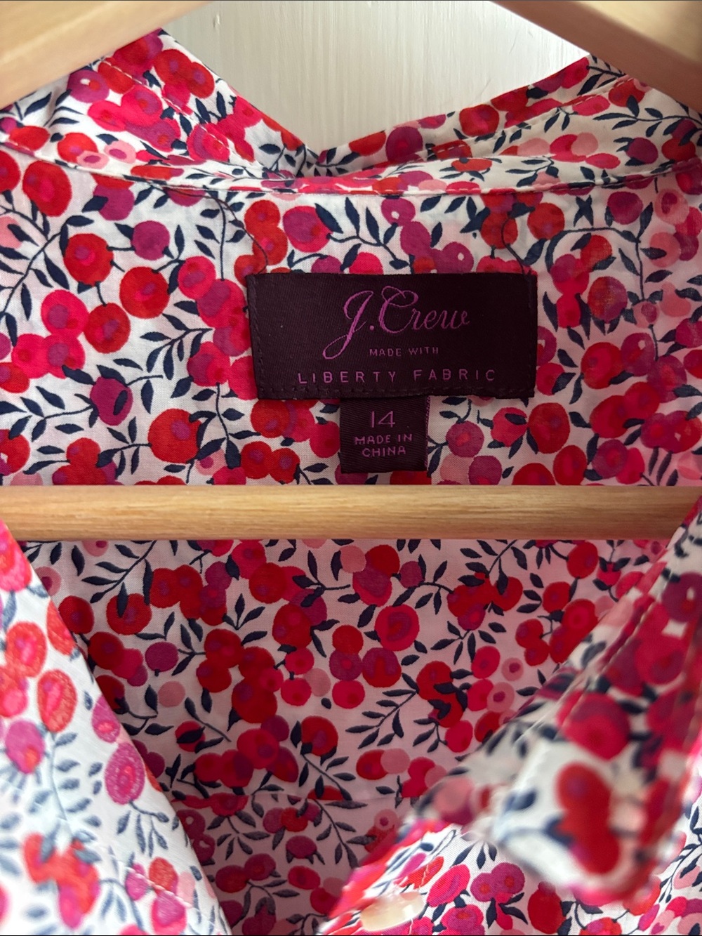J Crew Liberty of London Floral Button-Down Shirt - Pink Red Print - Picture 2 of 3